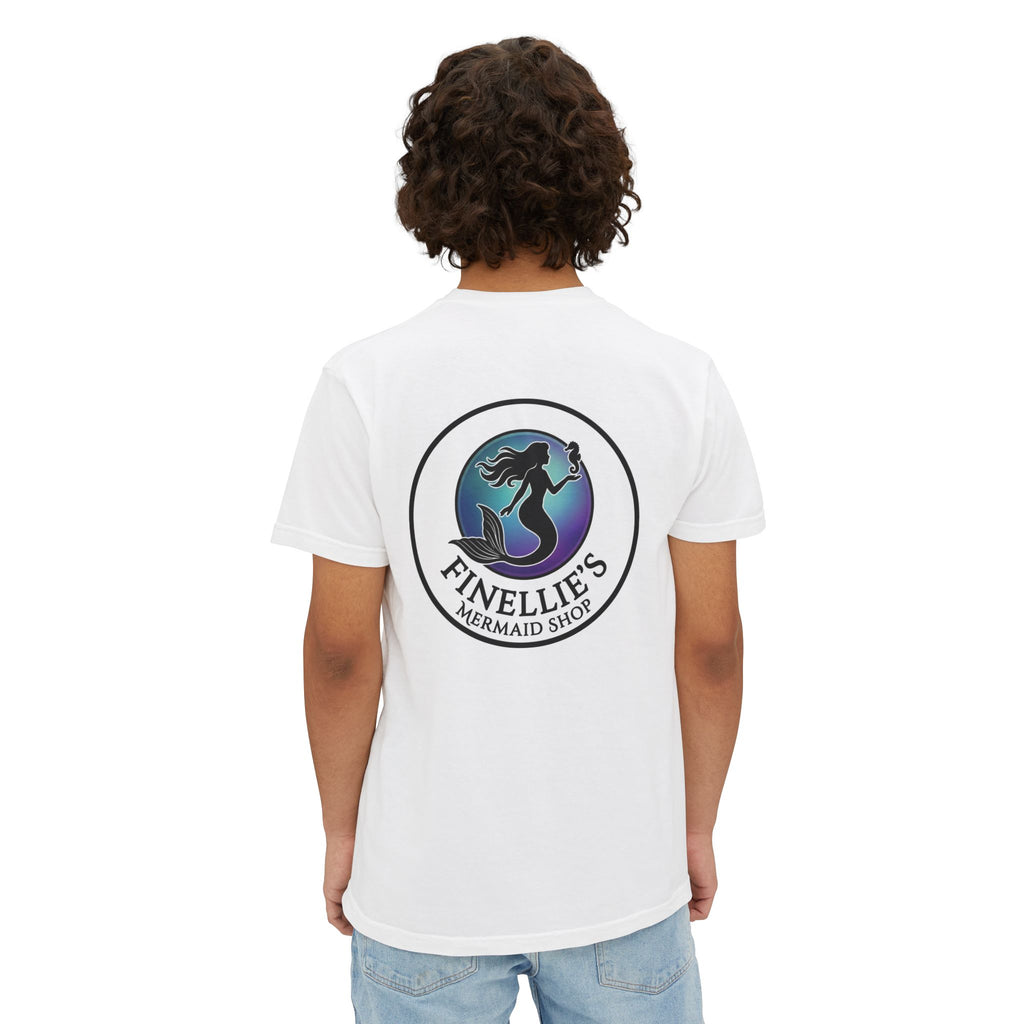 Finellie's Mermaid Shop Logo Tee- Pod Member-Unisex Garment-Dyed Pocket T-Shirt