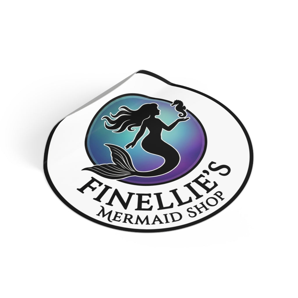 Finellie's Mermaid Shop Logo Round Vinyl Sticker