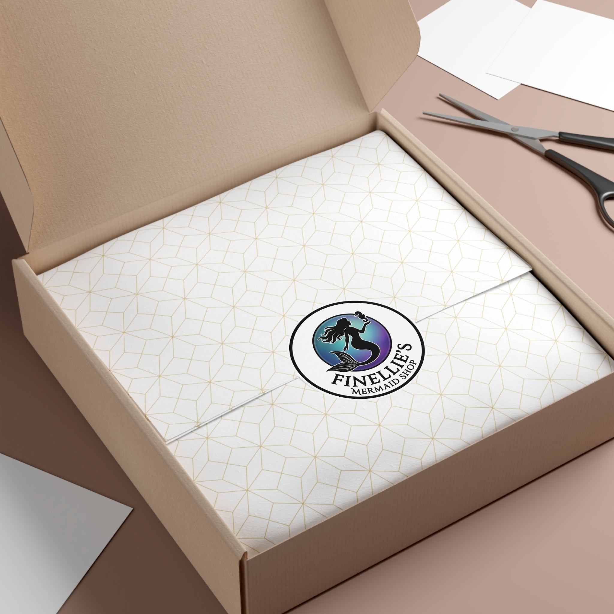 Finellie's Mermaid Shop Logo Round Vinyl Sticker