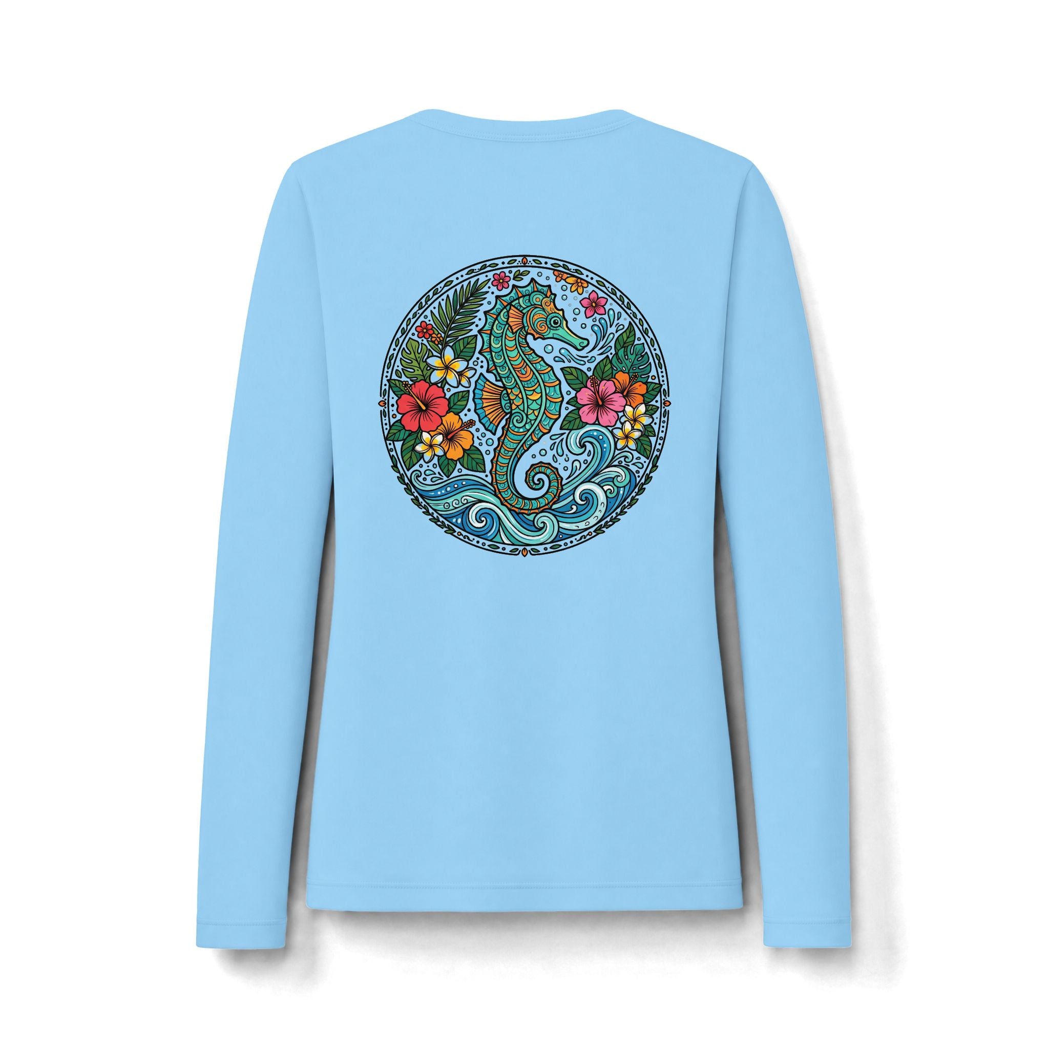Women's Seahorse Long Sleeve Sun Shirt — UV Protective Beach Tee
