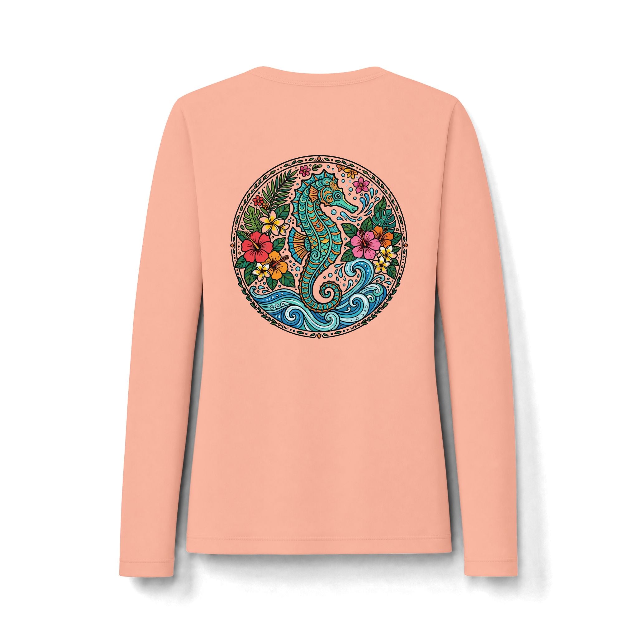 Women's Seahorse Long Sleeve Sun Shirt — UV Protective Beach Tee