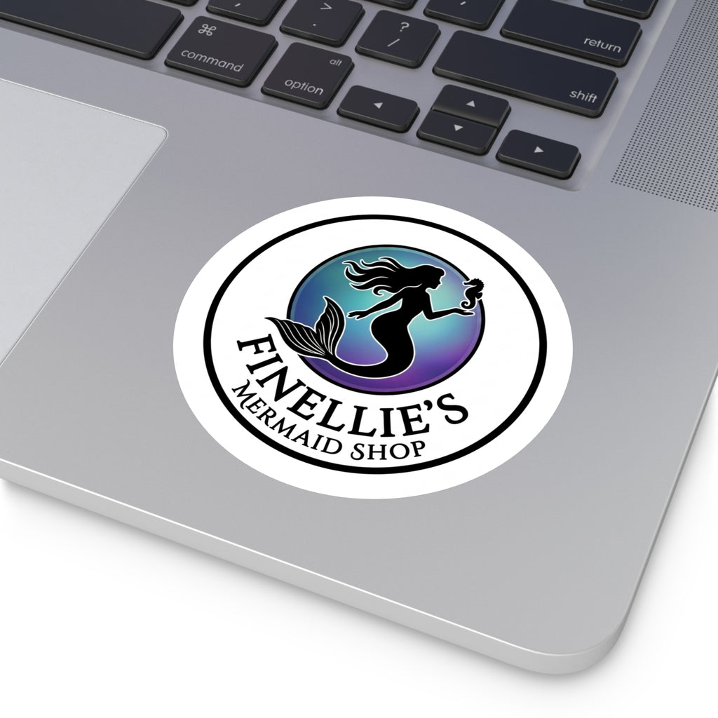 Finellie's Mermaid Shop Logo Round Vinyl Sticker