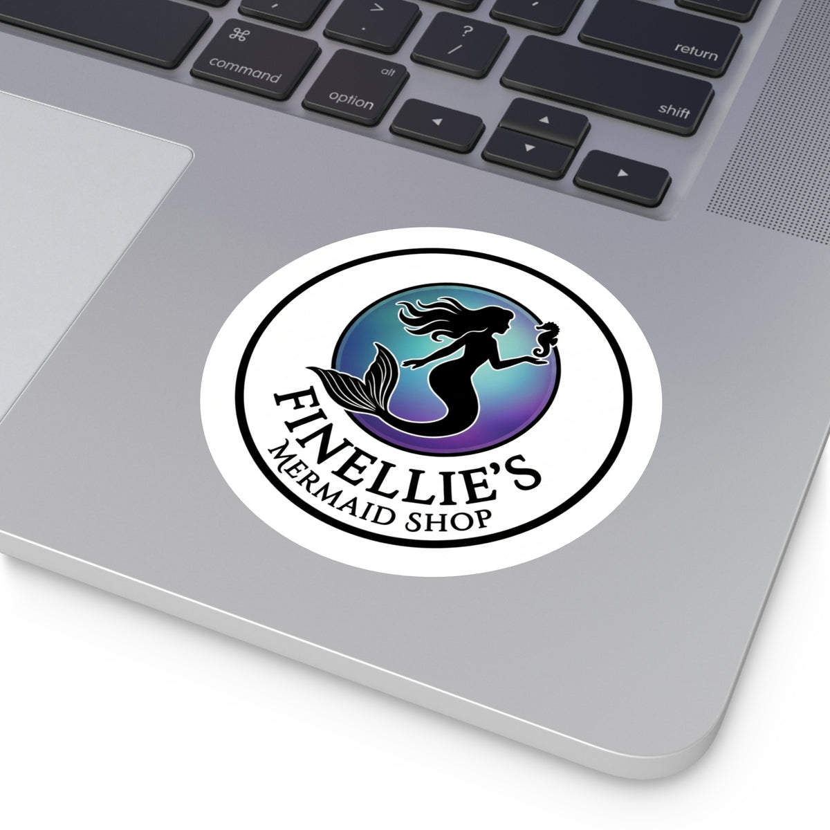 Finellie's Mermaid Shop Logo Round Vinyl Sticker