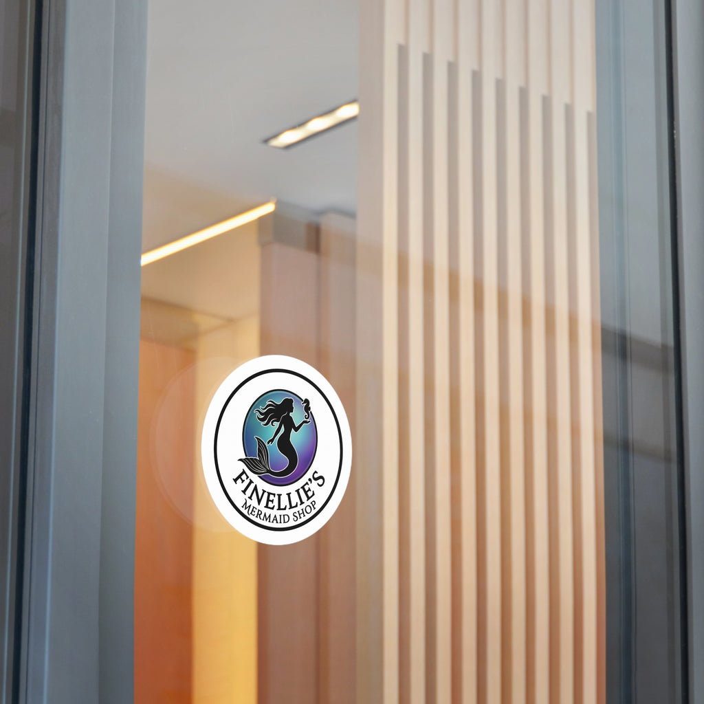 Finellie's Mermaid Shop Logo Round Vinyl Sticker