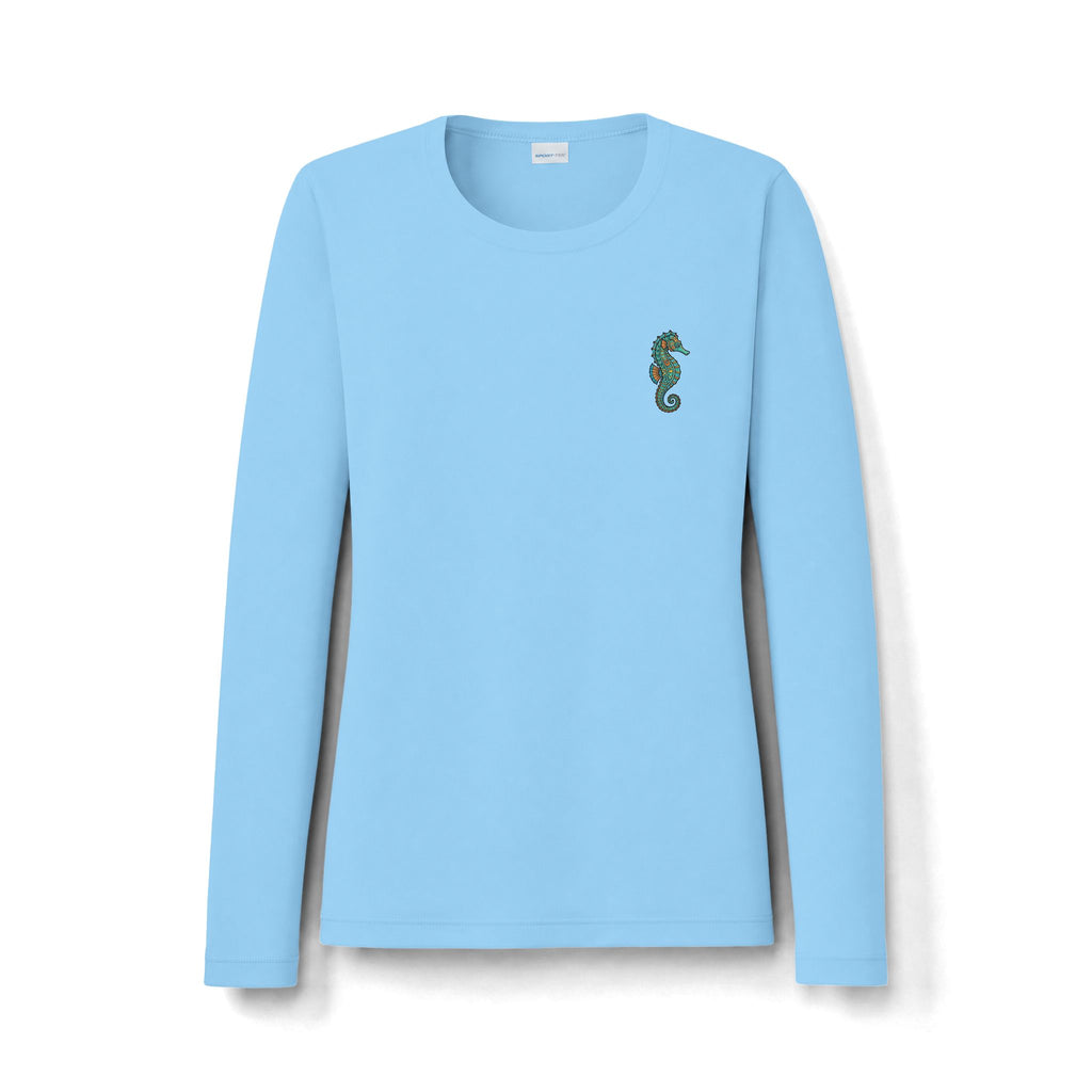 Women's Seahorse Long Sleeve Sun Shirt — UV Protective Beach Tee
