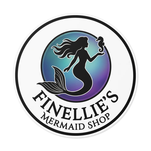 Finellie's Mermaid Shop Logo Round Vinyl Sticker