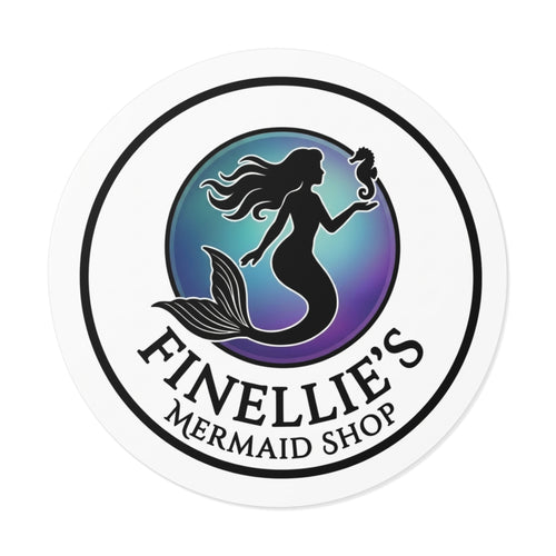 Finellie's Mermaid Shop Logo Round Vinyl Sticker