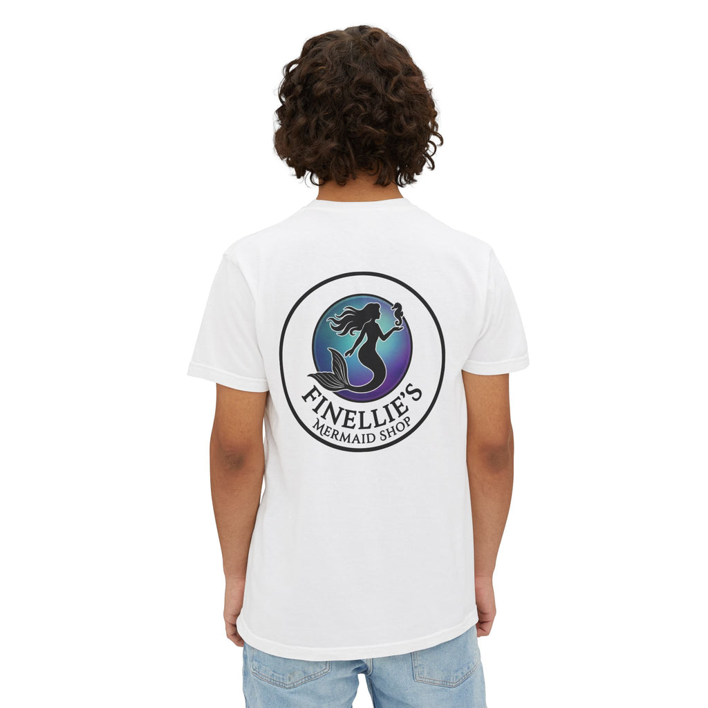 Finellie's Mermaid Shop Logo Tee- Pod Member-Unisex Garment-Dyed Pocket T-Shirt