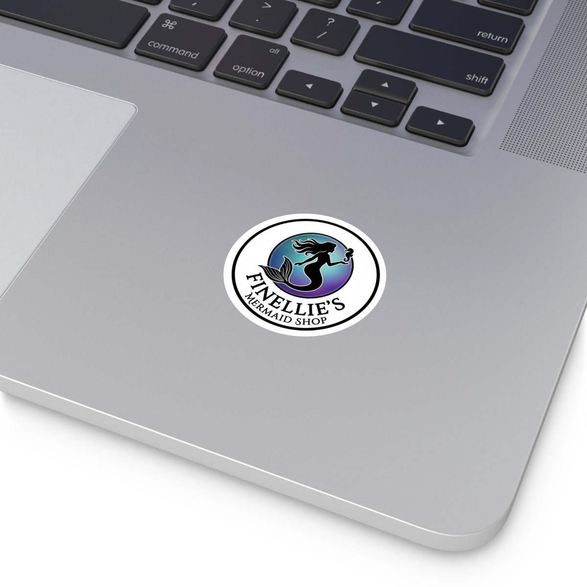 Finellie's Mermaid Shop Logo Round Vinyl Sticker