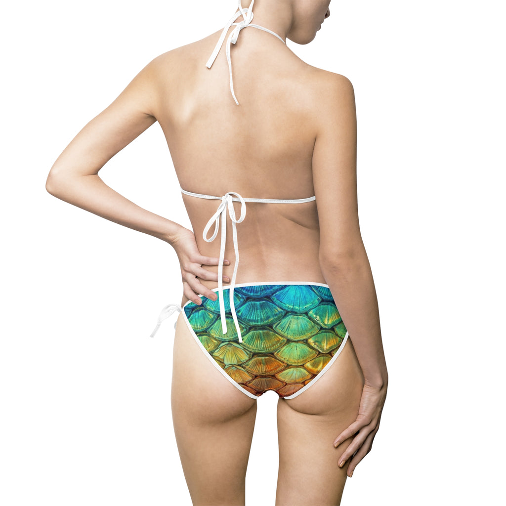 Rainbow Mermaid Fish Scale Print Bikini Swimsuit — Triangle Two-Piece