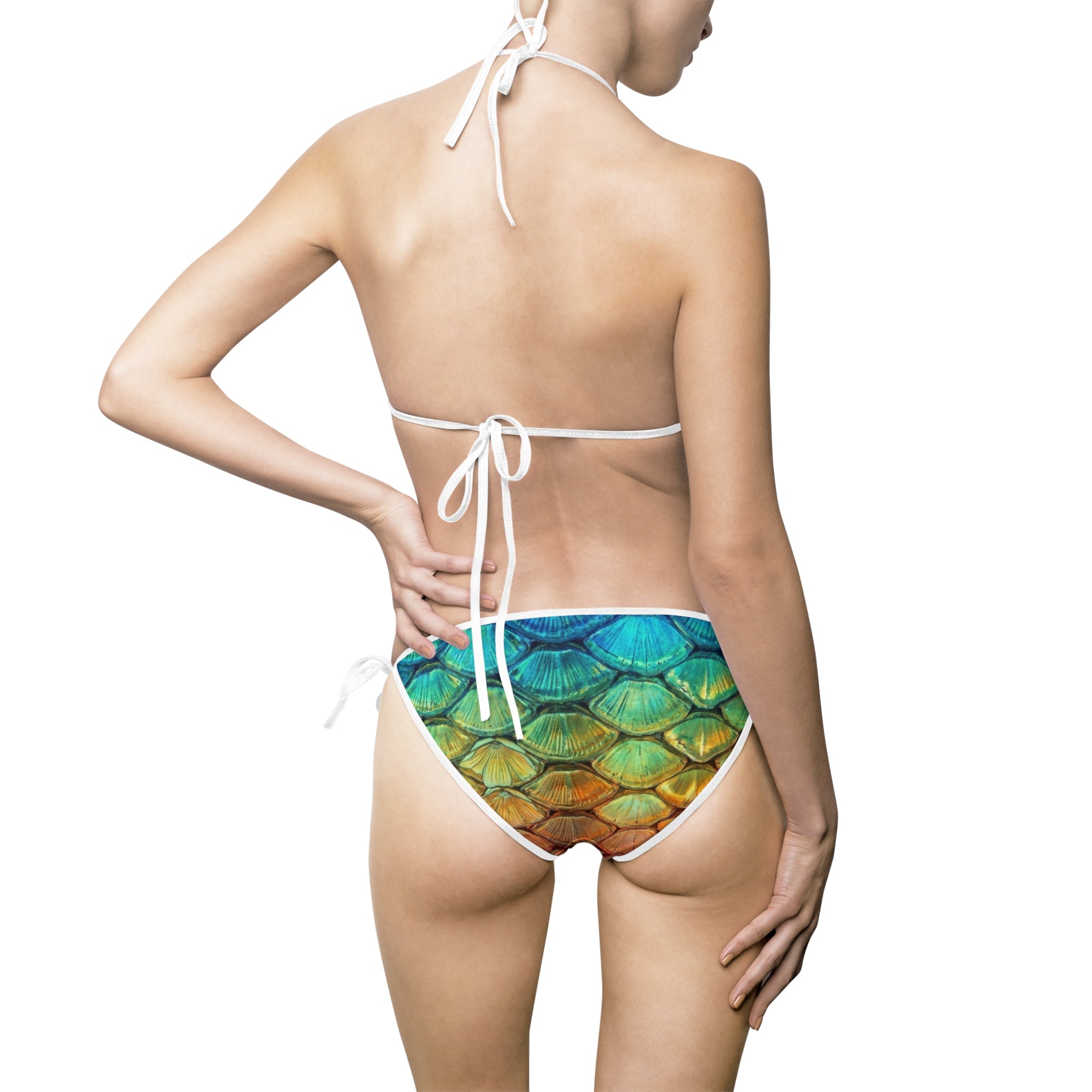 Rainbow Mermaid Fish Scale Print Bikini Swimsuit — Triangle Two-Piece