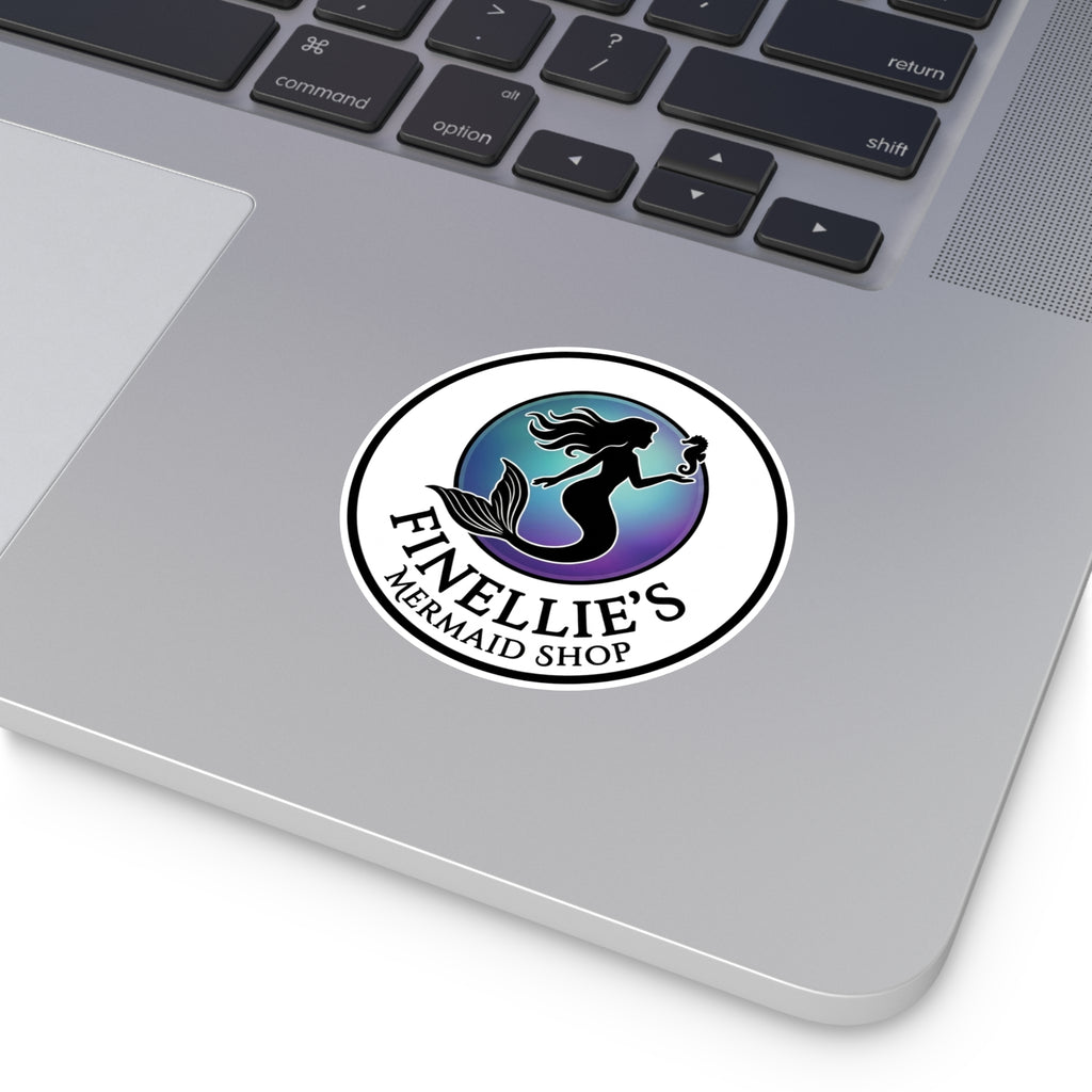 Finellie's Mermaid Shop Logo Round Vinyl Sticker
