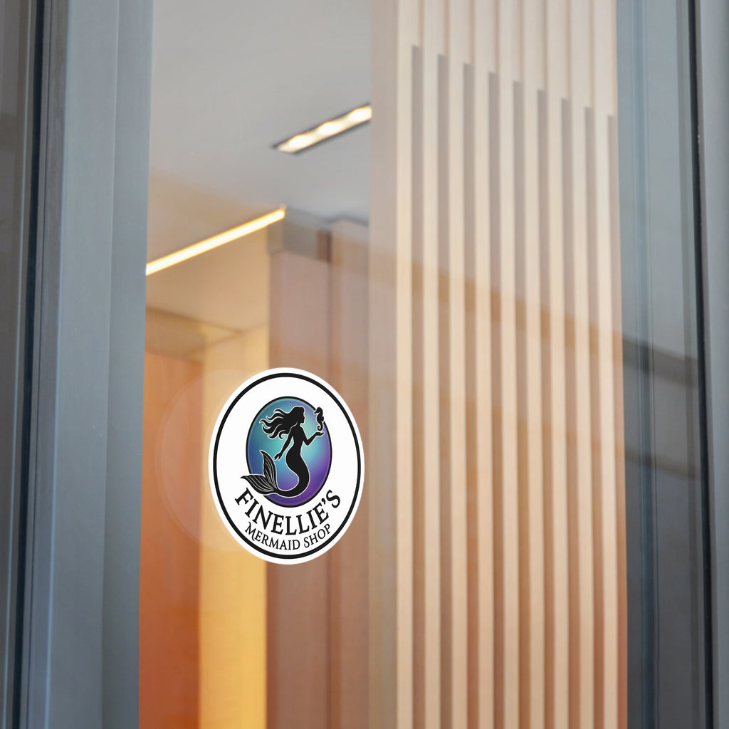 Finellie's Mermaid Shop Logo Round Vinyl Sticker