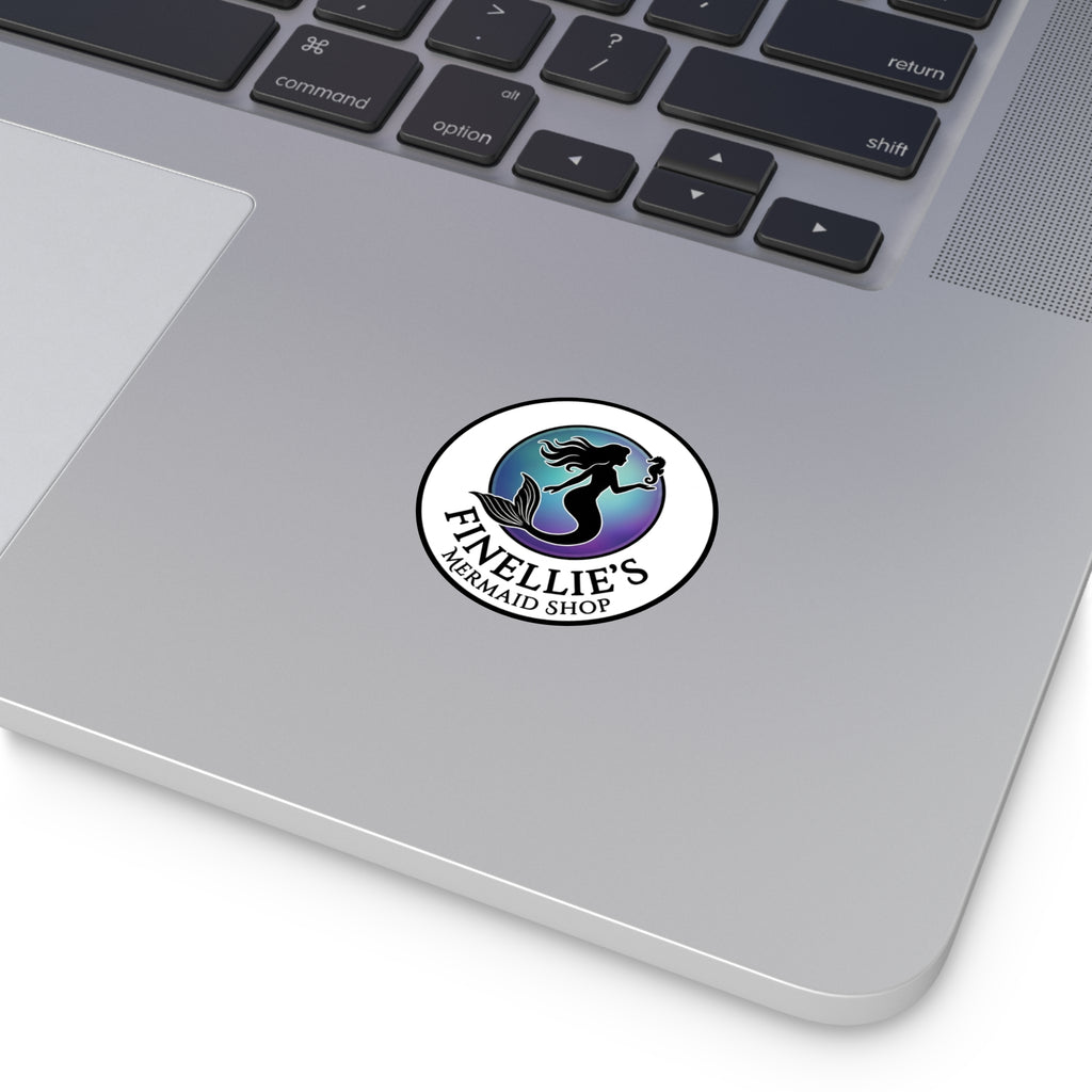 Finellie's Mermaid Shop Logo Round Vinyl Sticker