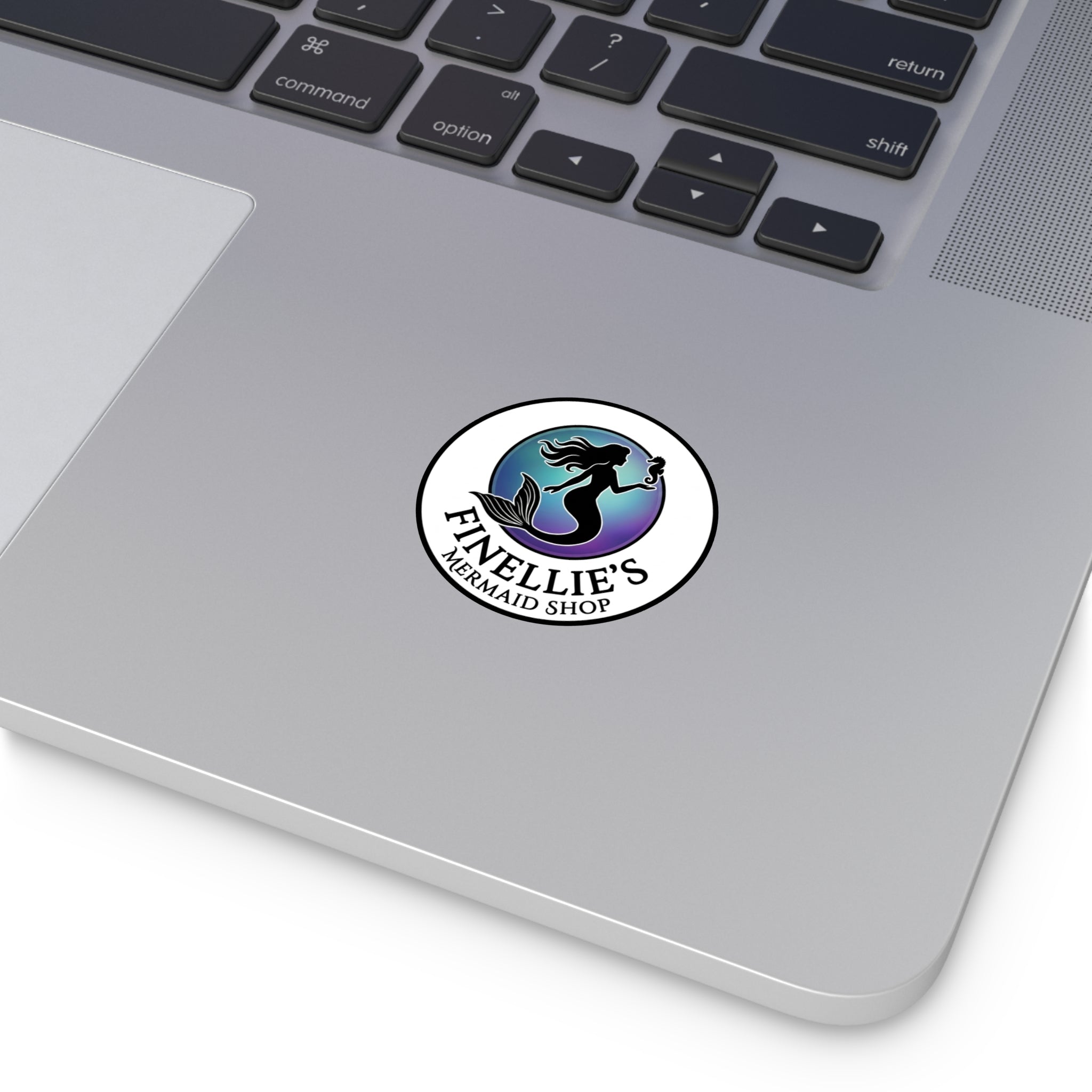 Finellie's Mermaid Shop Logo Round Vinyl Sticker