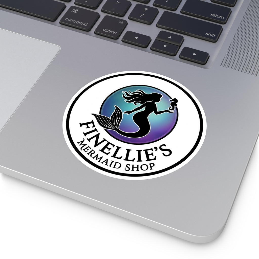 Finellie's Mermaid Shop Logo Round Vinyl Sticker