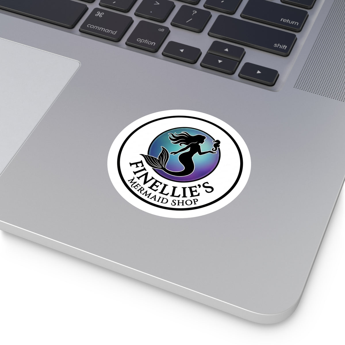 Finellie's Mermaid Shop Logo Round Vinyl Sticker